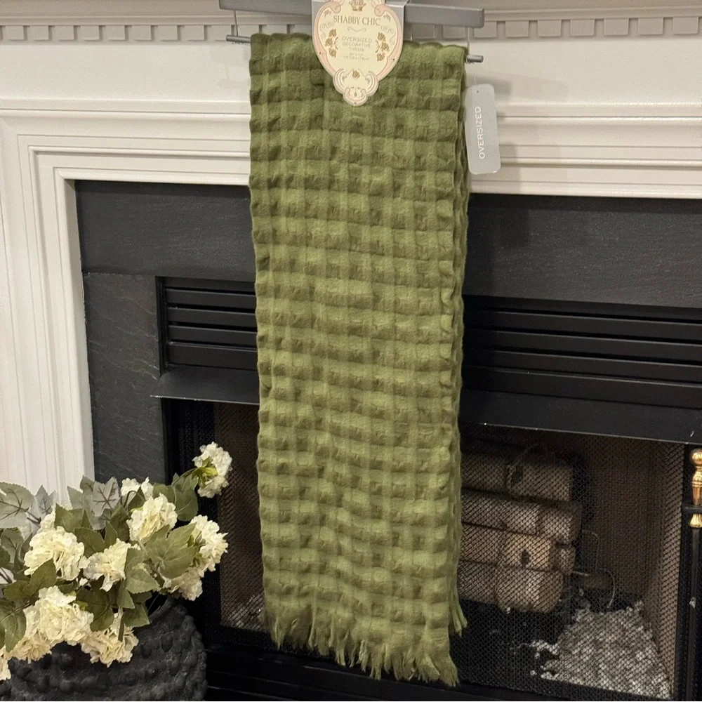 SHABBY CHIC | Oversized Decorative Olive/ Green THROW